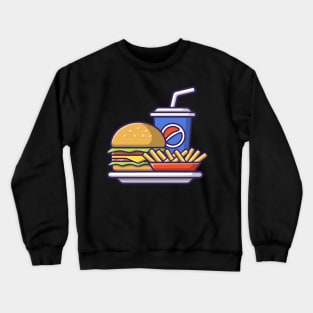 Fast Food Burger Frech Fries And Coke Illustration Crewneck Sweatshirt